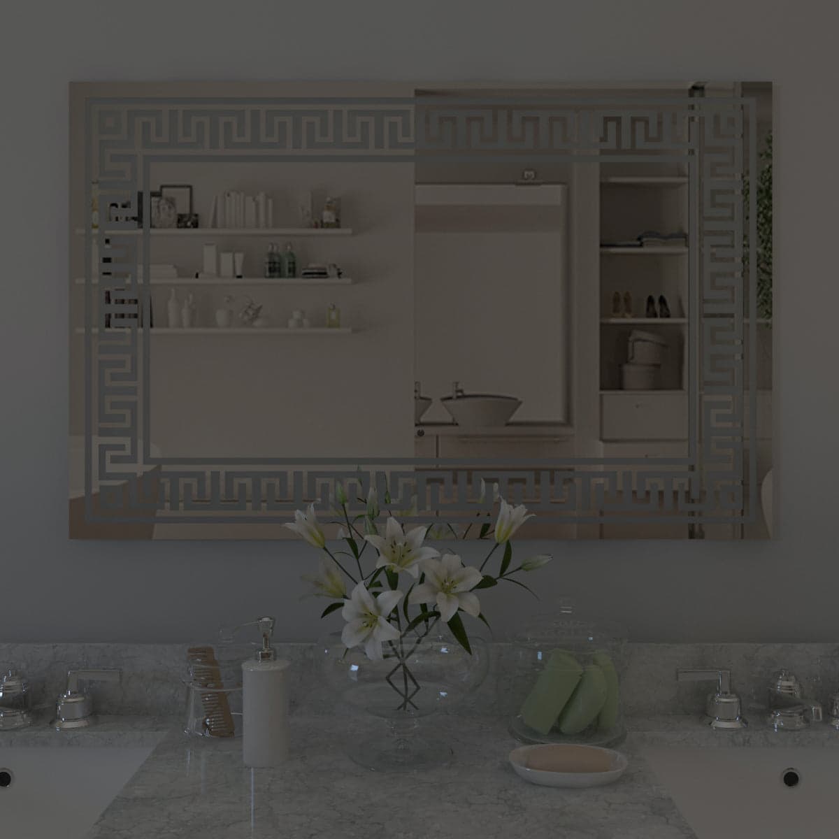 Greek Key Design LED Mirror A-1
